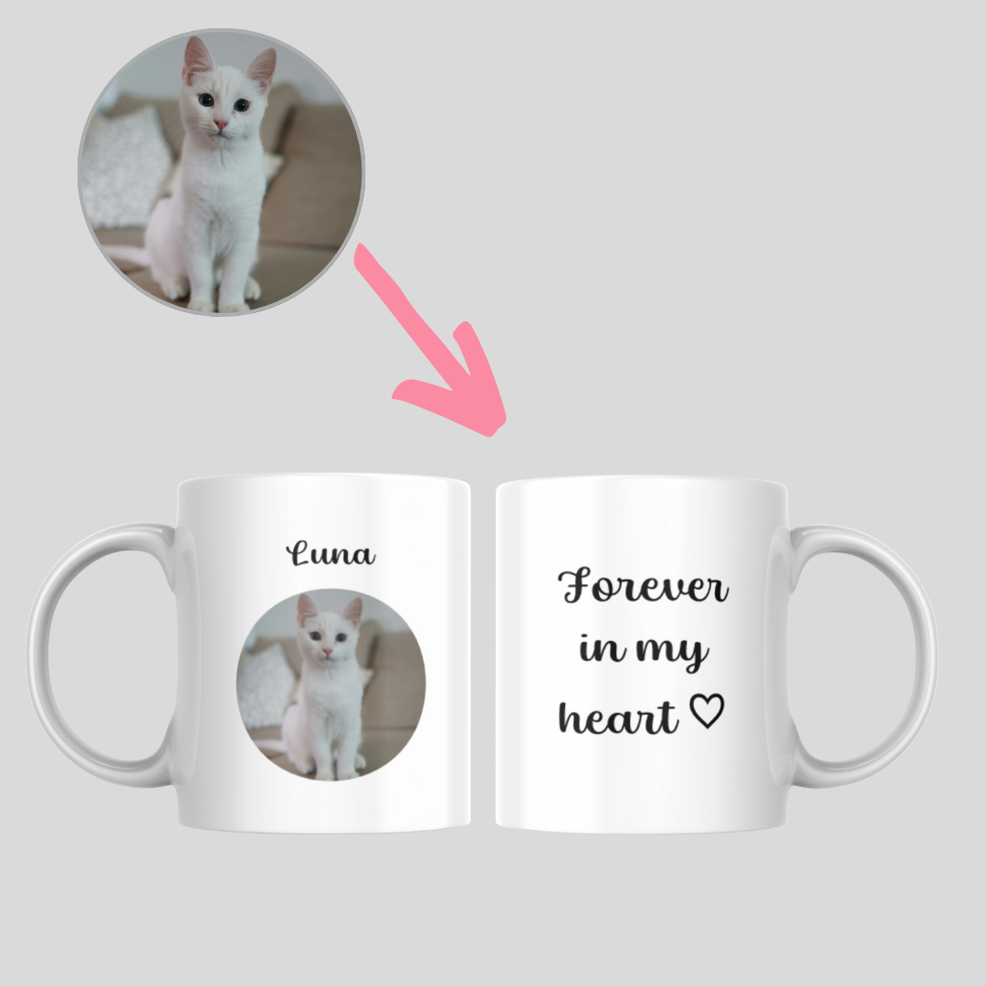 forever in my heart cat photo mug